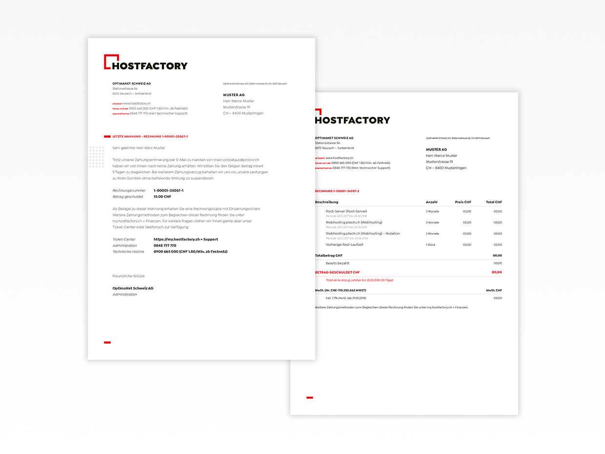 Briefschaften - Visuelle Identität - Hostfactory