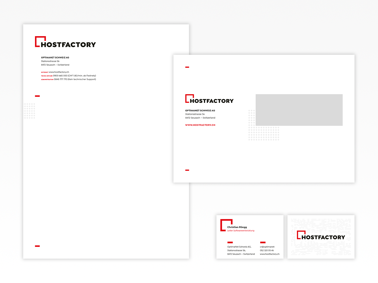 Briefschaften - Visuelle Identität - Hostfactory